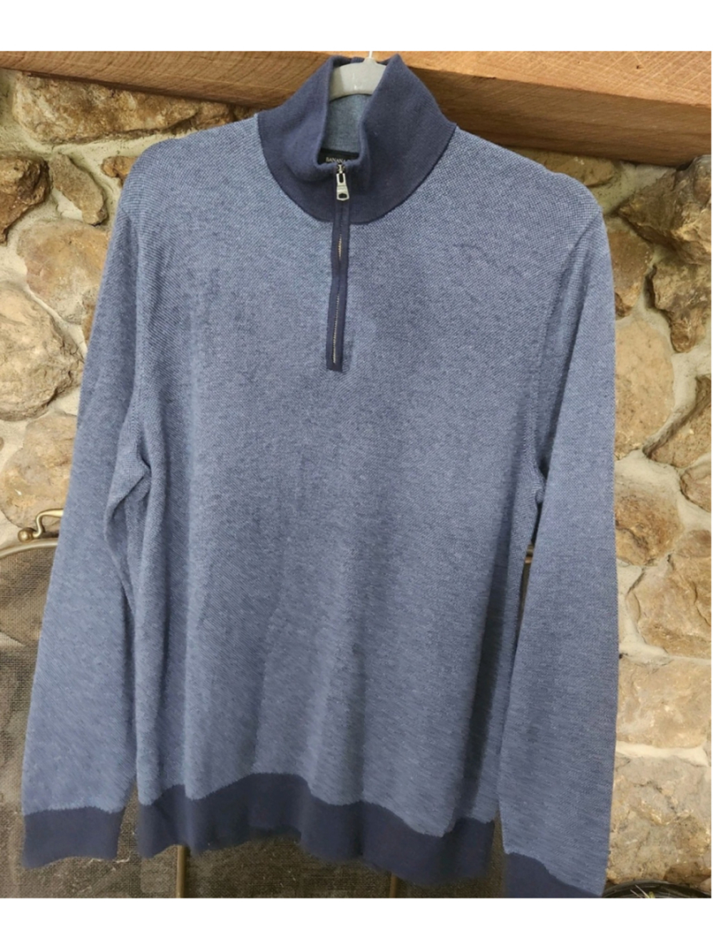 Banana Republic Cashmere Blend Sweater 1/4 Zip Pullover Long Sleeves Blue